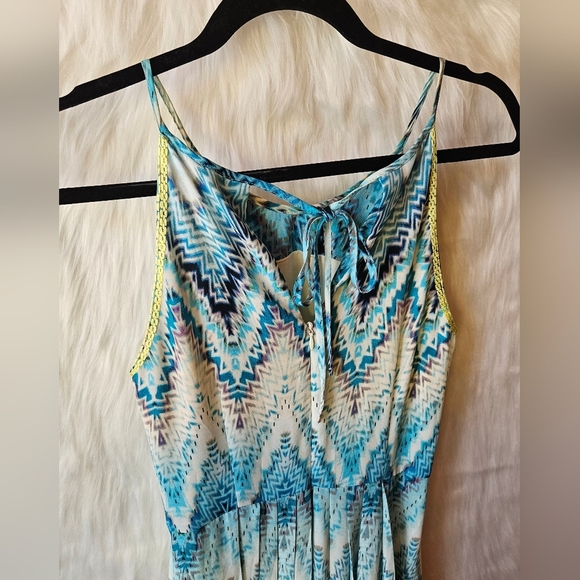 Kenzie *Rare* Aqua Geometric Chevron Maxi Dress - Picture 5 of 9
